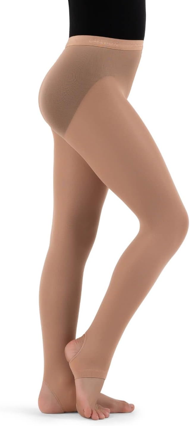 Capezio Girls' Stirrup Tights - Hold and Stretch Comfort for Dance | Soft Fabric, Various Sizes