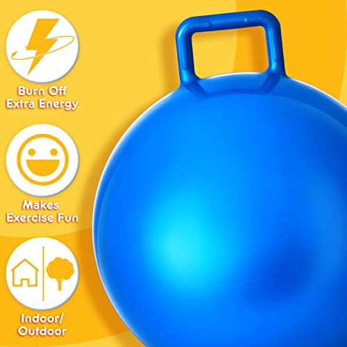 Lewtemi 6 Pcs Rainbow 29 Inch Hopper Balls with Handles – Large Exercise Bouncy Balls for Kids & Adults