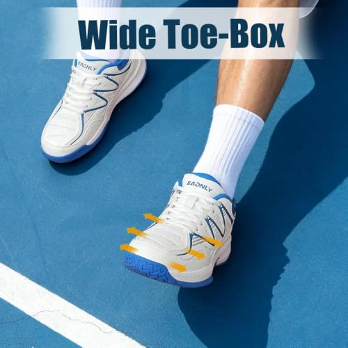 Men's Wide Pickleball Shoes All Court Lightweight Breathable Blue 9.5