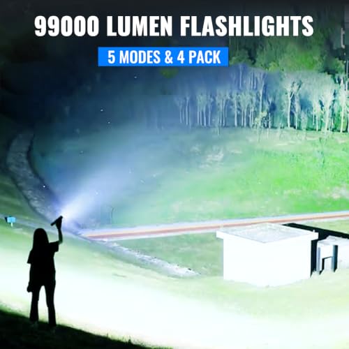 Super Bright Rechargeable LED Flashlight 99000LM, Waterproof, 5 Modes, 1500m Beam
