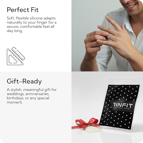 Rinfit Air Silicone Wedding Ring for Men - Pack C Orange & Army Green - Size 10