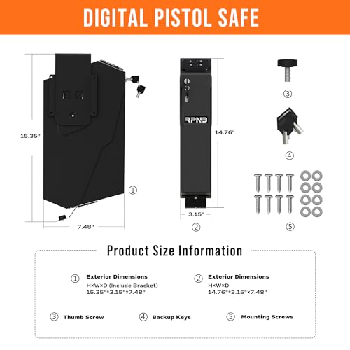 RPNB RP311E Wall Mounted Pistol Safe - Small Firearm Security Safe