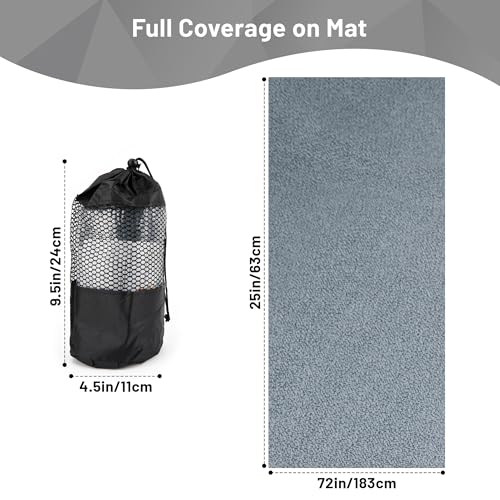 Non Slip Microfiber Yoga Towel with Grip Dots - 72x24 Inch Sweat Absorbent Exercise Mat