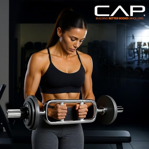 Olympic Triceps Bar 34 Inch Chrome Weightlifting Barbell for Strength Training