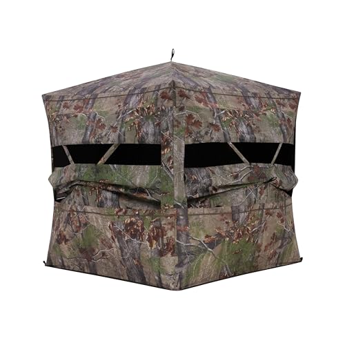See-Through Hunting Blind with View-Through Fabric, Silent Windows, 104x104x82 Inches