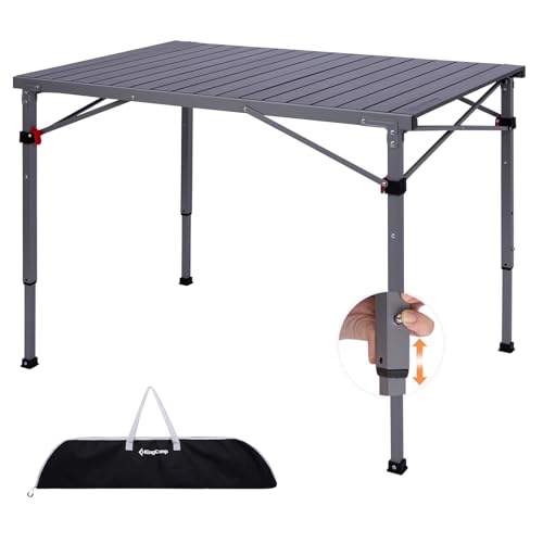 KingCamp 42.1x27.6 Inch Folding Camping Table 3-Height, Heavy Duty Outdoor Table