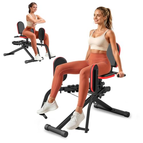 ERGOLIFE 2-in-1 Hip Abductor Adductor Machine Black Red for Thigh & Hip Workout