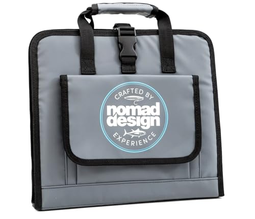 Nomad Design Jig Wallet Grey - Waterproof Fishing Lure Organizer with Hook Mesh System, 12 Pockets