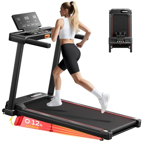 Abonow Foldable Home Treadmill with 12% Incline - Black