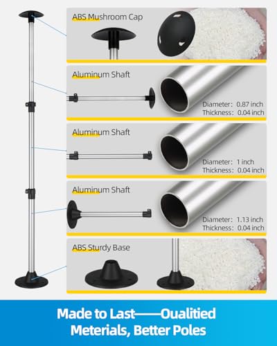 OCEANBROAD Adjustable Aluminum Boat Cover Support Poles 2-Pack Black
