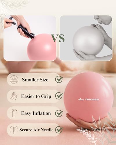 Pink 7-8 Inch Pilates Exercise Ball with Pump for Core & Rehab - Small Fitness Ball