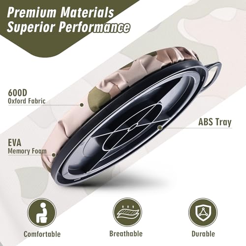 Camouflage 5 Gallon Bucket Seat with 360 Degree Swivel Foam Cushion for Hunting Fishing Camping