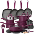 Purple 31-Piece Nonstick Cookware Set with Titanium Coating & Lids