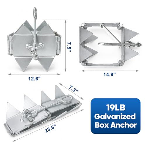 19 lbs Galvanized Folding Boat Anchor for Pontoon & Cabin Cruiser - Double Sided Grip