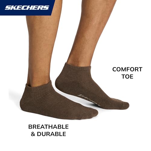 Skechers Men's 10-Pack Half Terry Classic Low Cut Socks Oatmeal Heather Cinnamon