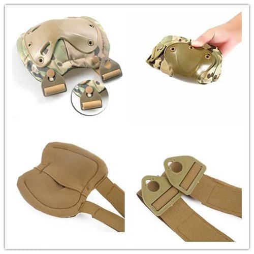 Bargain Crusader Military Tactical Knee Pad Elbow Pad Set Airsoft Knee Elbow Protective Pads Combat Paintball Skate Outdoor Sports Safety Guard Gear (X-Shape Khaki, M, 4pcs Set)