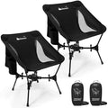 Gonex Portable Camping Chair 2-Pack Black Lightweight Collapsible Backpacking Seat
