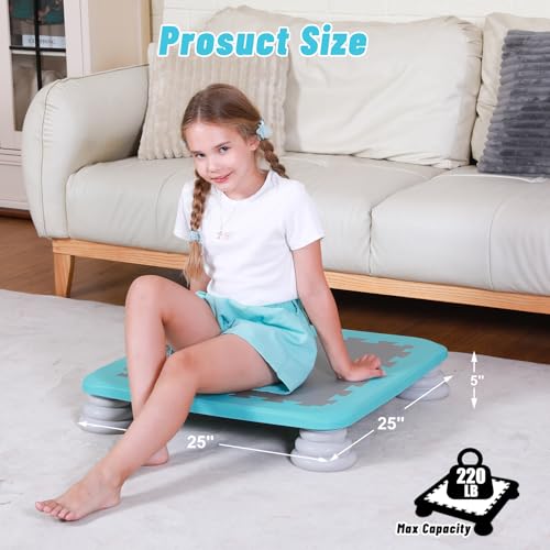 Kids Mini Trampoline 25 Inch Sensory Bouncing Board with Non-Slip Blue Base