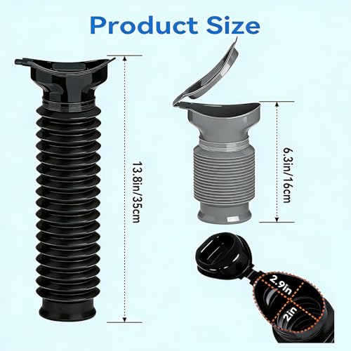 Pee Bottles for Men, Collapsible Emergency Urinal With Disposable Replacement Bags, Leakproof Car Pee Bottle for Men and Women, Set Urine Bottle, Travelling, Traffic Jams & Hiking (black and gray)