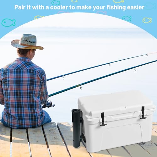 Omoojee Black Wall-Mounted Fishing Rod Holder for YETI & RTIC Coolers