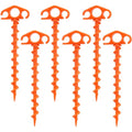 Heavy Duty Spiral Tent Stakes Ground Anchors - 6 Pack Orange, 9.4 Inch