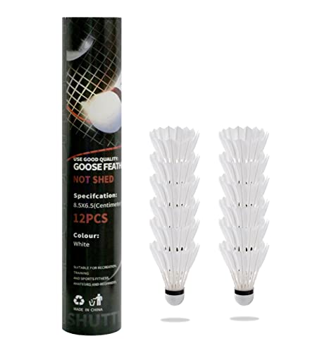 12 Pack Feather Badminton Shuttlecocks – Durable Birdies for Indoor & Outdoor Training