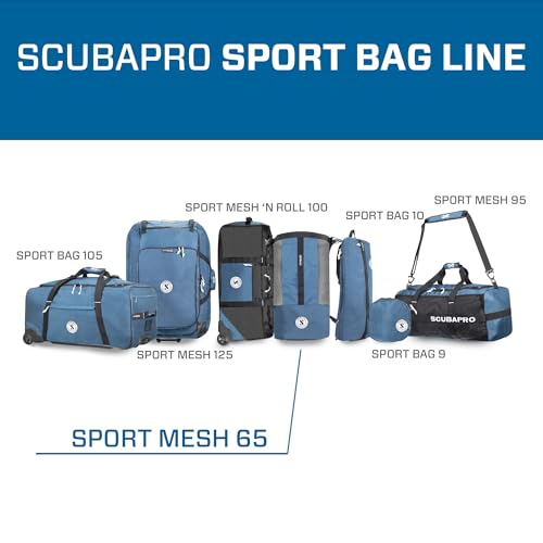 SCUBAPRO Mesh Dive Bag with Roll Top Closure & Side Zipper - 65L, Denim Blue