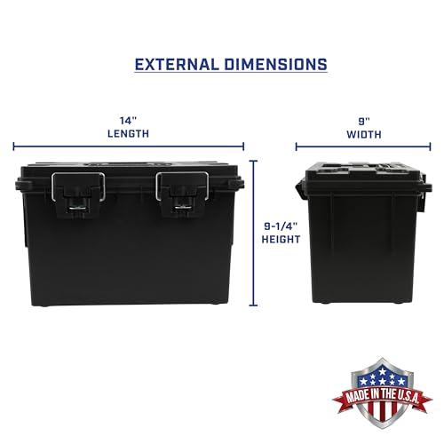 Sheffield XL Lockable Ammo Box 4-Pack in Black Made in USA Stackable Storage