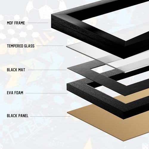 Sports Card Display Frame with Magnetic Card Holder & Tempered Glass - Holds 5 Cards