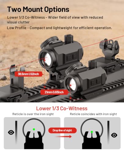 EZshoot Green Dot Sight with 2 MOA Dot & 40 MOA Circle Multi-Reticle, 12 Brightness Levels