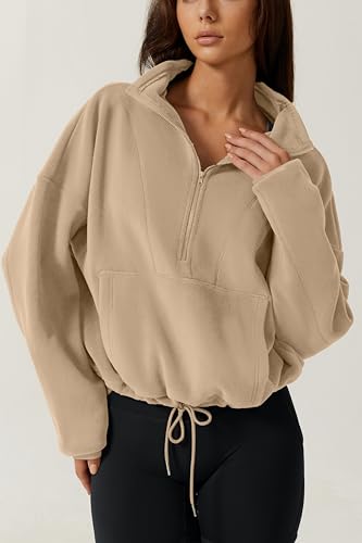 Women’s Half Zip Fleece Sweatshirt - Cozy Sherpa Pullover for Winter
