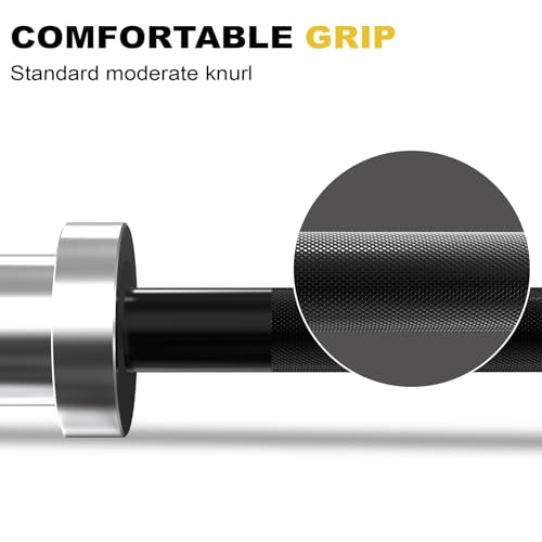 Silver Sleeve Black 47-Inch Olympic Barbell - Power Guidance 4ft/5ft/6ft Heavy Duty Weight Lifting Bar for Strength Training