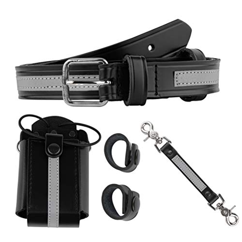 Firefighter Radio Holder with Anti-Sway Strap - Genuine Leather, Reflective Safety Gear