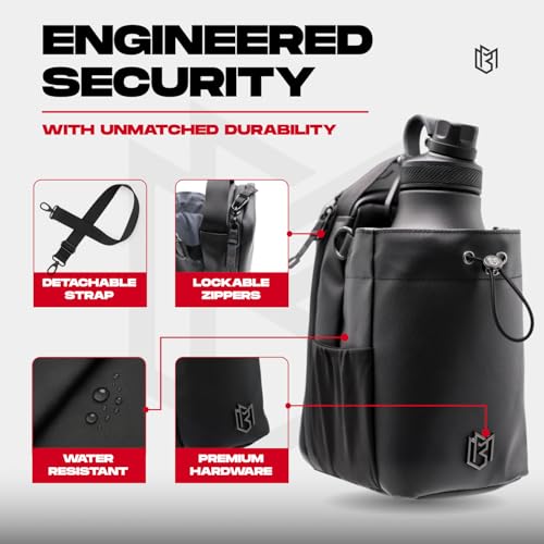 Magnetic Bottle Sling Bag for Men & Women - 64 oz Black Gym Travel & Sports