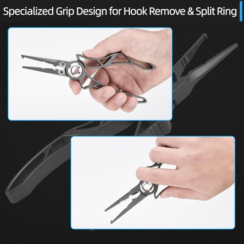 7-Inch Fishing Pliers with Titanium Coating Saltwater-Resistant Line Cutter & Hook Remover