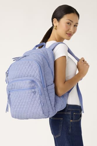 Vera Bradley XL Bancroft Backpack Blue Chambray 38L - One Size Premium Cotton
