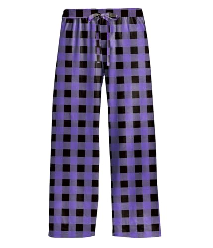 Remimi Girl Boy Plaid Pants with Drawstring - Purple Black, 7-8 Years
