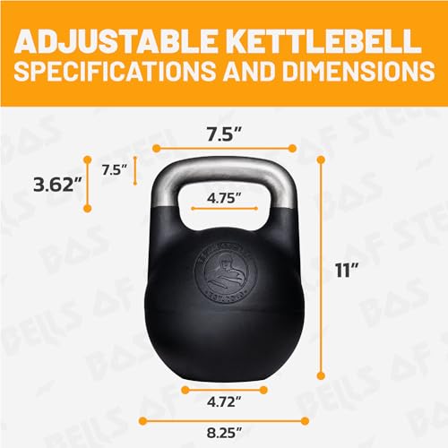 Adjustable Kettlebell Set 18-20.5kg with Steel Shell & 35mm Handle - Home Gym Equipment - Variation of 20.5kg