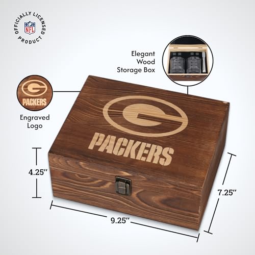 Green Bay Packers NFL Giftable Team Glass Set with Cubes - Officially Licensed