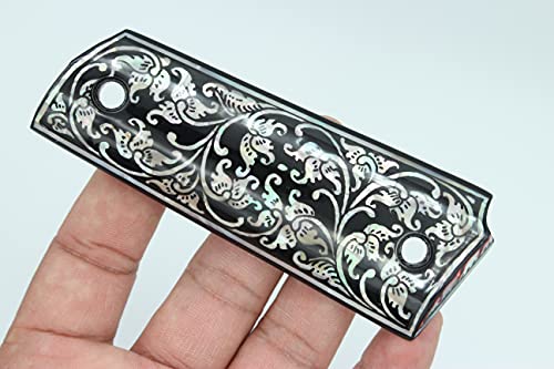 Black Mother of Pearl 1911 Pistol Grip for Colt Kimber Springfield Remington Taurus