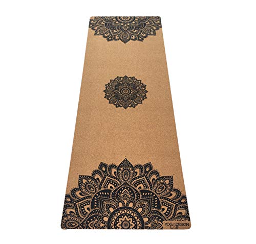 Mandala Black Cork Yoga Mat 1.5mm for Hot & Power Yoga | Eco-Friendly & Studio Quality with Carrying Strap