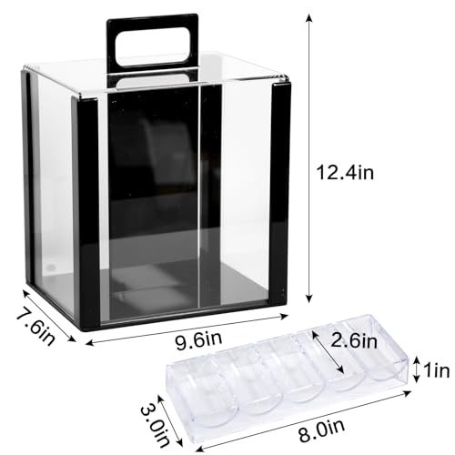 JIESITE 1000pcs Acrylic Poker Chip Case Set with 10 Holders - Professional Display