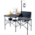Portable Camp Kitchen Station with Steel Mesh Top & Foldable Design