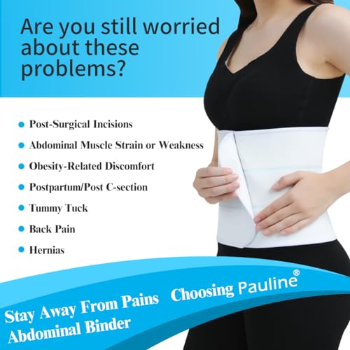 Pauline Abdominal Binder Post Surgery Support Belt - White / M / 30-45 Inches