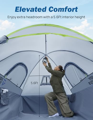 JOYTUTUS 5-5.2 Ft Gray Green Pickup Truck Tent Waterproof Double Layer for 2 Person, Aluminum Poles