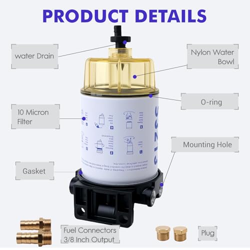 Marine Fuel Water Separator Kit for Outboard Motors - Universal Fit