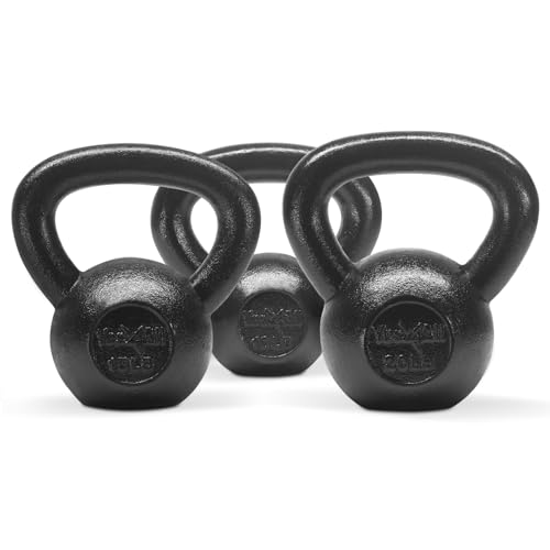 Yes4All Kettlebell Set 10, 15, 20 lbs Cast Iron Strength Training Equipment