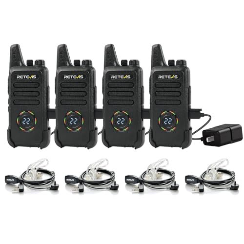Retevis RT22S 2-Way Radios 4 Pack with Headsets, Rechargeable Walkie Talkies