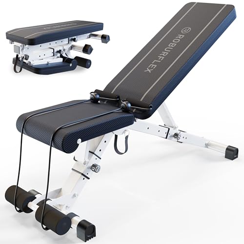 Roburflex Adjustable Foldable Workout Exercise Bench for Home Gym – Heavy Duty, 700 lb Capacity