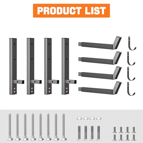 TORACK Wall-Mounted Kayak Rack for 2 Kayaks, Heavy Duty Garage Storage with Paddle Hooks